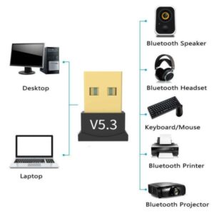 MINI BLUETOOTH USB DONGLE 5.3 compact plug and play wireless adapter for PC and laptop